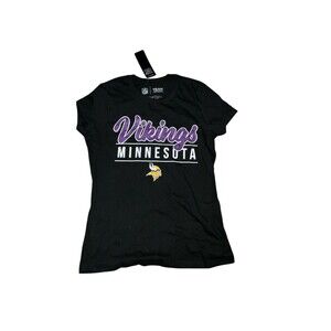Minnesota Vikings Shirt Women Small  NFL Team Apparel Black Short Sleeve